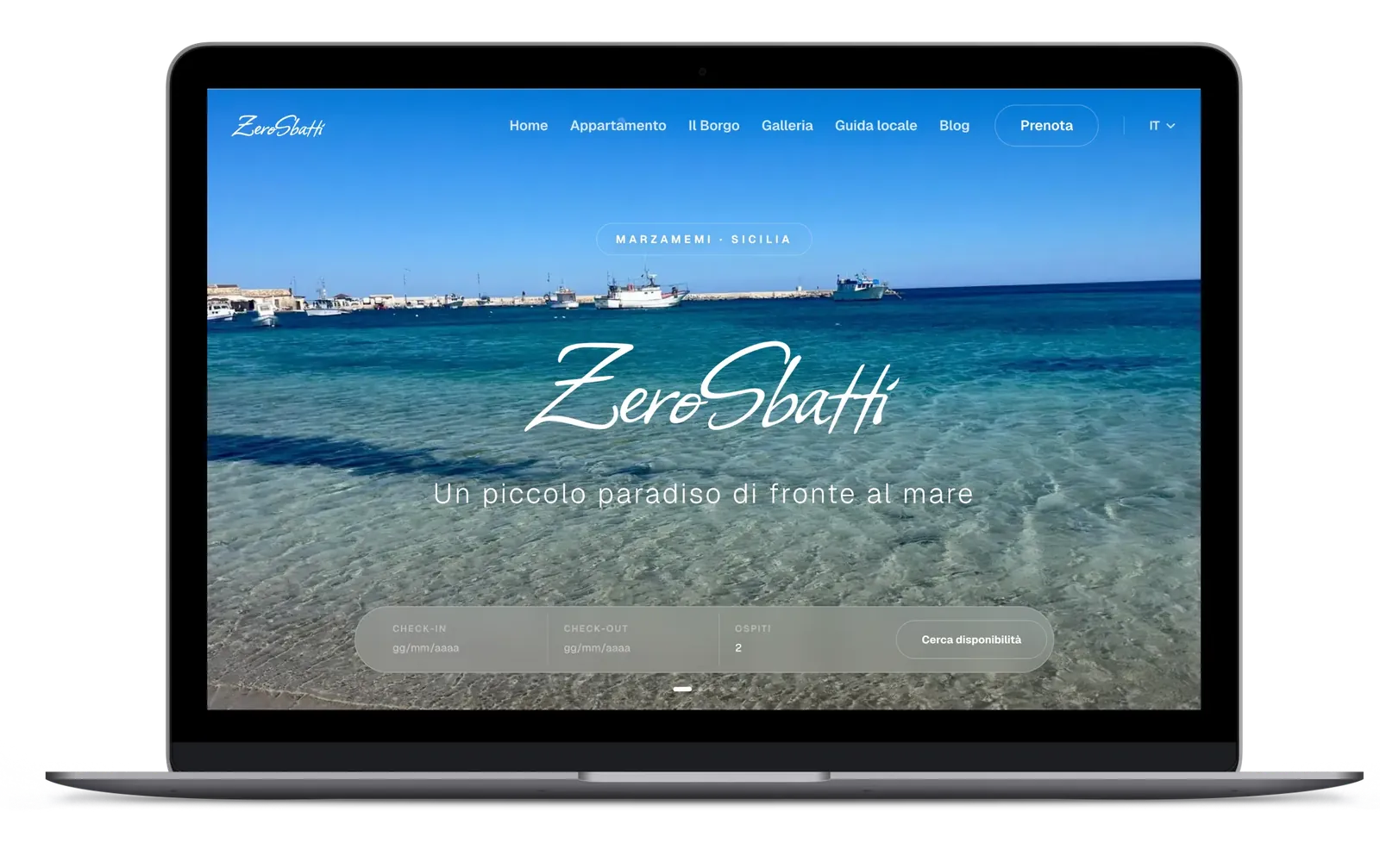 Sito ZeroSbatti su laptop